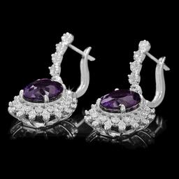 14K Gold 9.46ct Amethyst 1.41ct Diamond Earrings