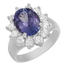 14k White Gold 3.43ct Tanzanite 1.00ct Diamond Ring