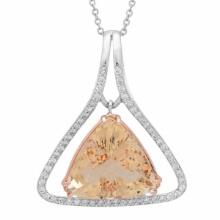 14K Gold 23.99ct Morganite 1.03ct Diamond Pendant