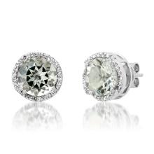 14K White Gold Setting with 3.80ct Aquamarine and 0.26ct Diamond LALI" Designor Earrings"