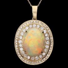 14K Gold 9.89ct Opal 2.38ct Diamond Pendant