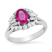 18K White Gold Setting with 1.32ct Ruby and 0.60ct Diamond Ladies Ring