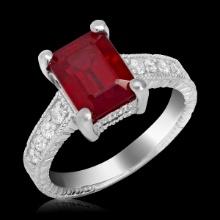 14k White Gold 5.90ct Ruby 0.32ct Diamond Ring