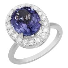 14k White Gold 5.03ct Tanzanite 0.42ct Diamond Ring