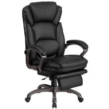 Contemporary Chair, Leather, 20" to 24" Height, Fixed Arms, Black, Retail $360.99