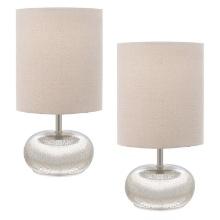 Catalina Lighting 12 in. Mercury Glass Table Lamp with Beige Linen Shades (2-Pack), Retail $75.00