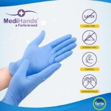 MediHands Nitrile Blue Disposable Gloves, 3.5 to 4 mil Thick, Large, (100pk), Retail $14.99 ea.
