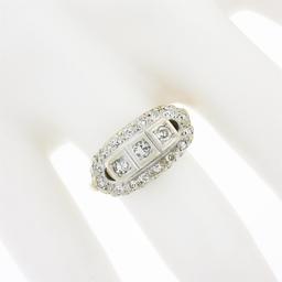 Antique Art Deco 14k Two Tone Gold 0.35 ctw Old Single Cut Pave Diamond Band Rin