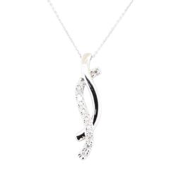 0.13 ctw Diamond Double Journey Pendant with Chain - 14KT White Gold