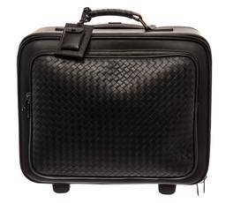 Bottega Veneta Black Intrecciato Leather Trolley Suitcase