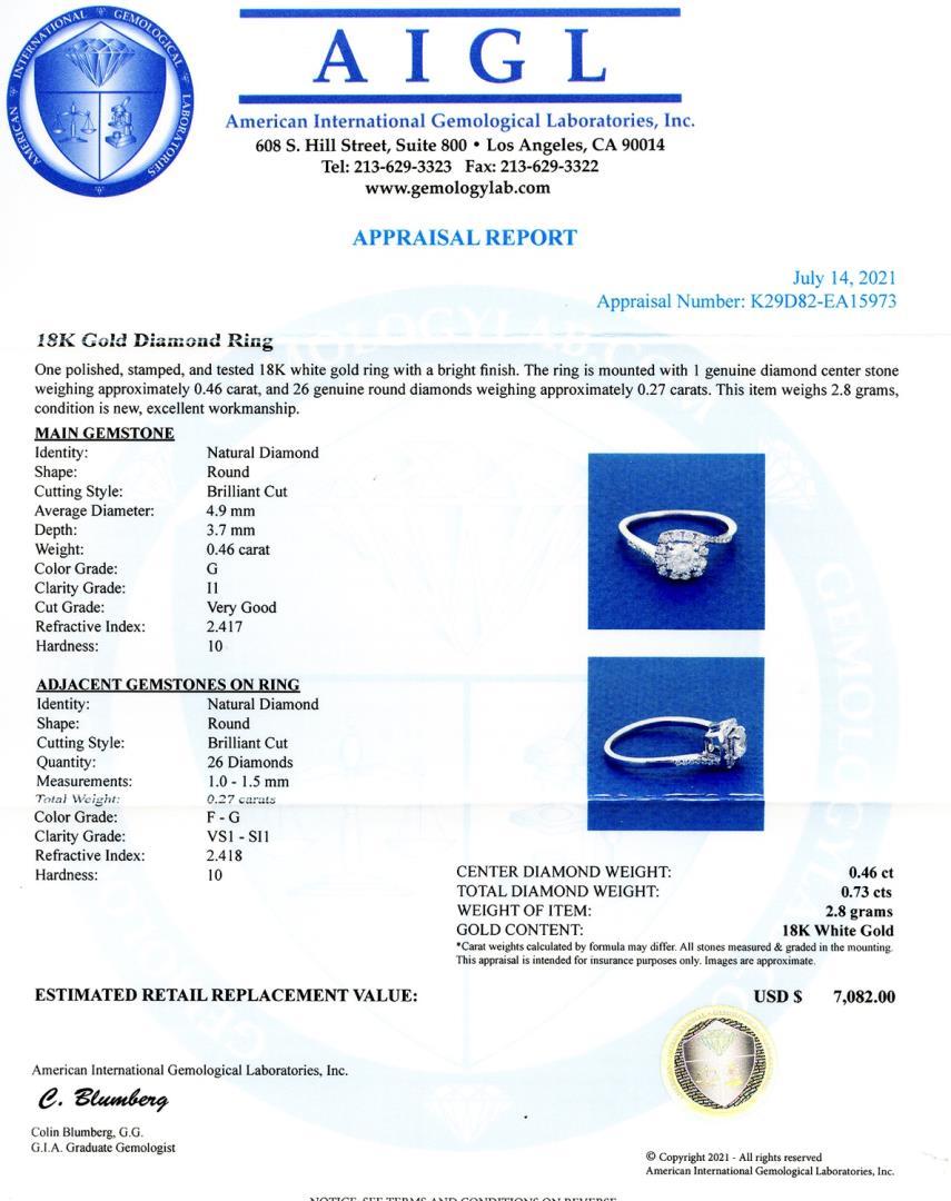 0.46 ctw CENTER Diamond 18K White Gold Ring (0.73 ctw Diamonds)