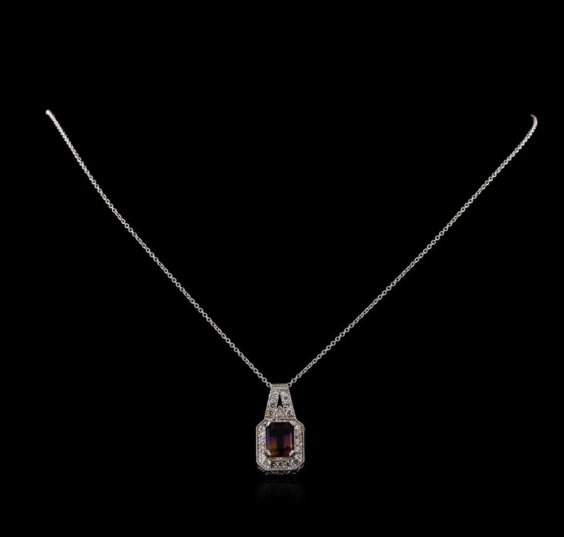 2.75 ctw Ametrine and Diamond Pendant With Chain - 14KT White Gold