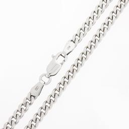 NEW Unisex Solid 14k White Gold 3.3mm 24" Miami Cuban Curb Link Chain Necklace