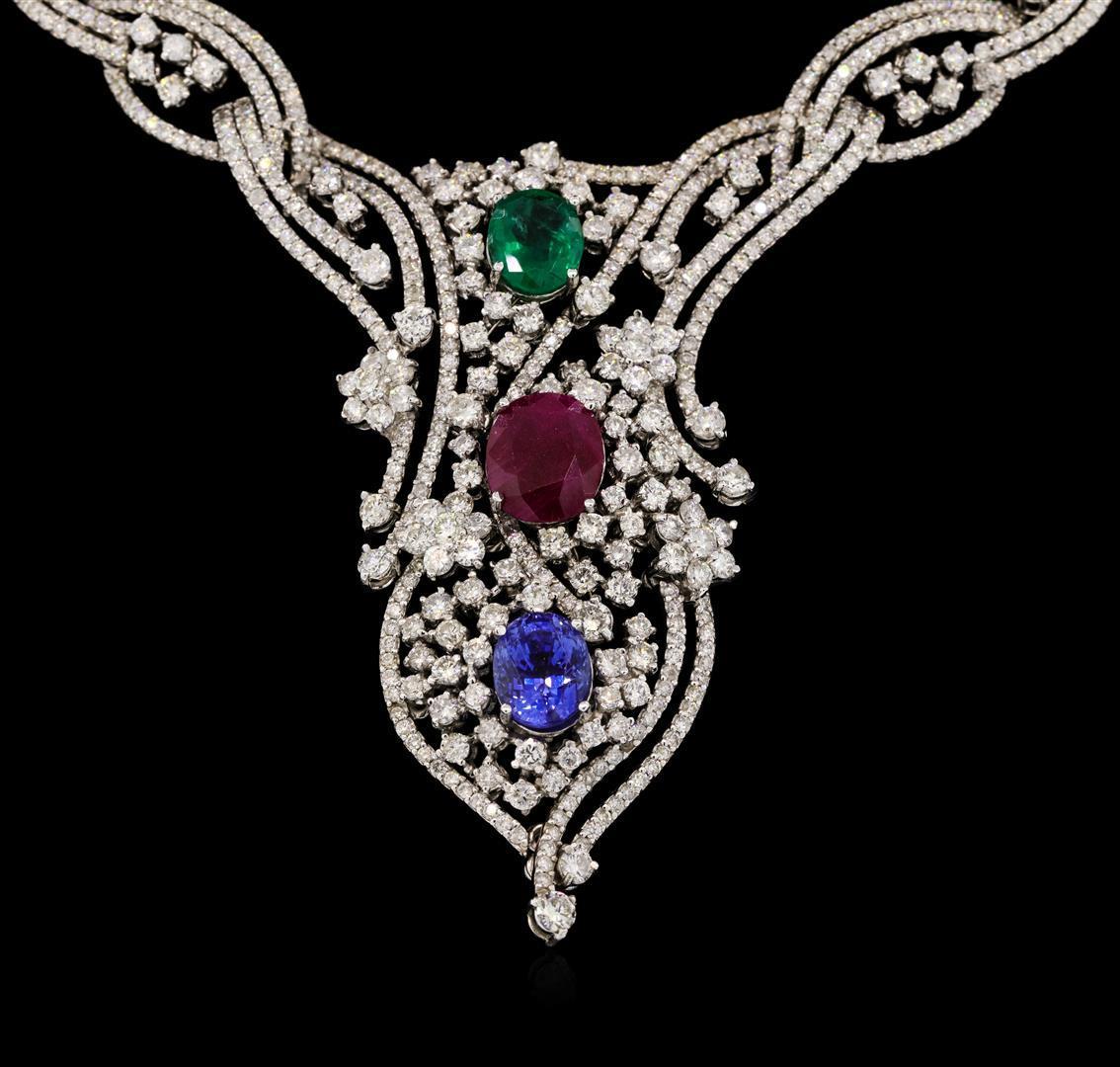 11.56 ctw Ruby, Sapphire, Emerald and Diamond Necklace - 14KT White Gold