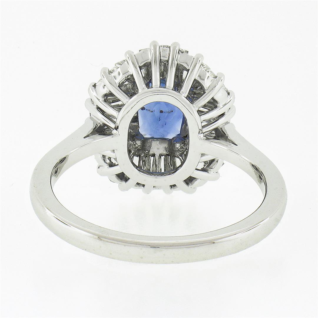 Platinum & 18k Gold GIA Burma NO HEAT Sapphire Baguette Diamond Ballerina Ring