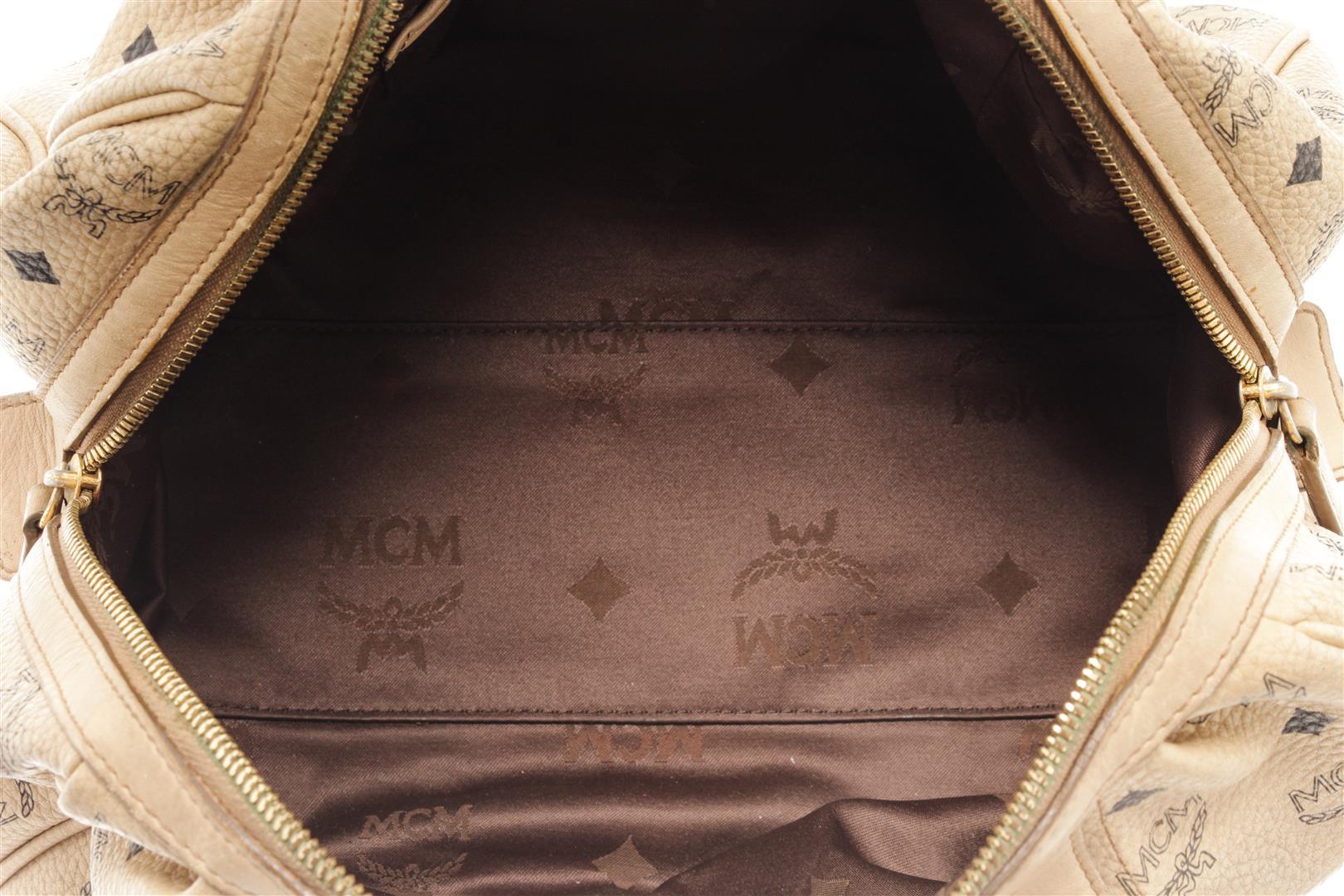 MCM Beige Visetos Leather Shoulder Bag