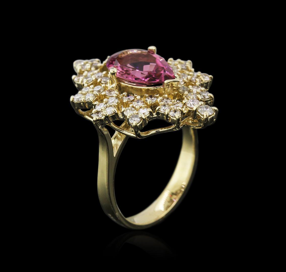 14KT Yellow Gold 3.57 ctw Tourmaline and Diamond Ring