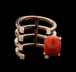14KT Rose Gold 3.06 ctw Coral and Diamond Ring