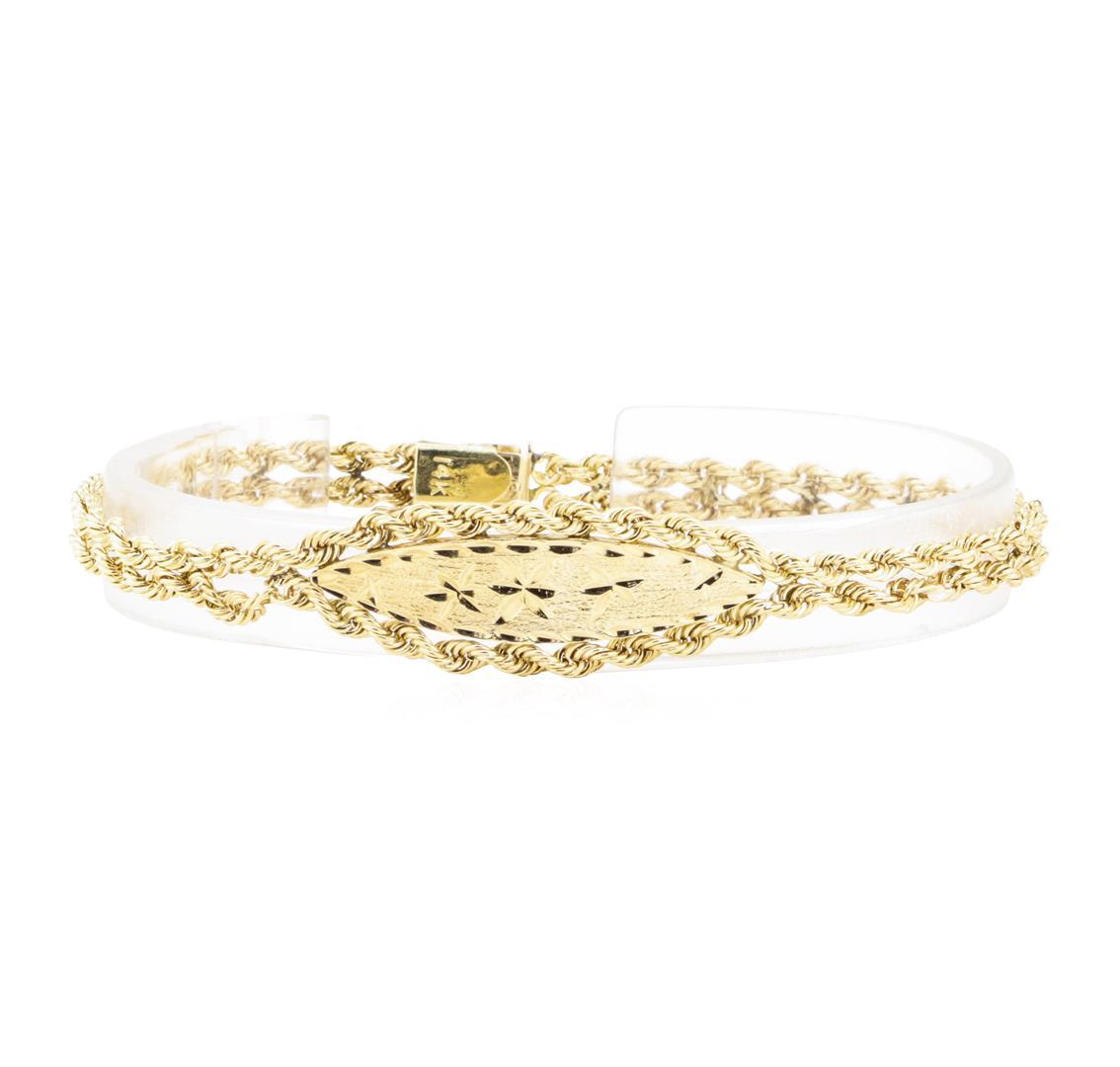 Double-Rope I.D. Bracelet - 14KT Yellow Gold