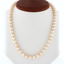 Classic 8-8.5mm Cultured Pearl Strand Necklace w/ 14k Gold Diamond Cut Clasp