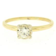 14k Two Tone Gold 0.40 ctw Illusion Prong Set Round Diamond Solitaire Band Ring