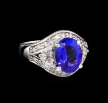 14KT White Gold 3.28 ctw Tanzanite and Diamond Ring