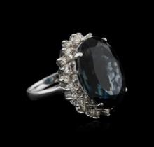 14KT White Gold 22.43 ctw Topaz and Diamond Ring