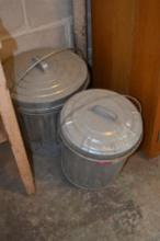 (2) Small Galv. Trash Cans