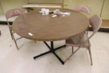 TABLE AND 3 METAL CHAIRS