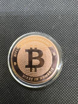 2x 1 Oz .999 Fine Copper Bitcoin Bullion Coins 2.44 Oz