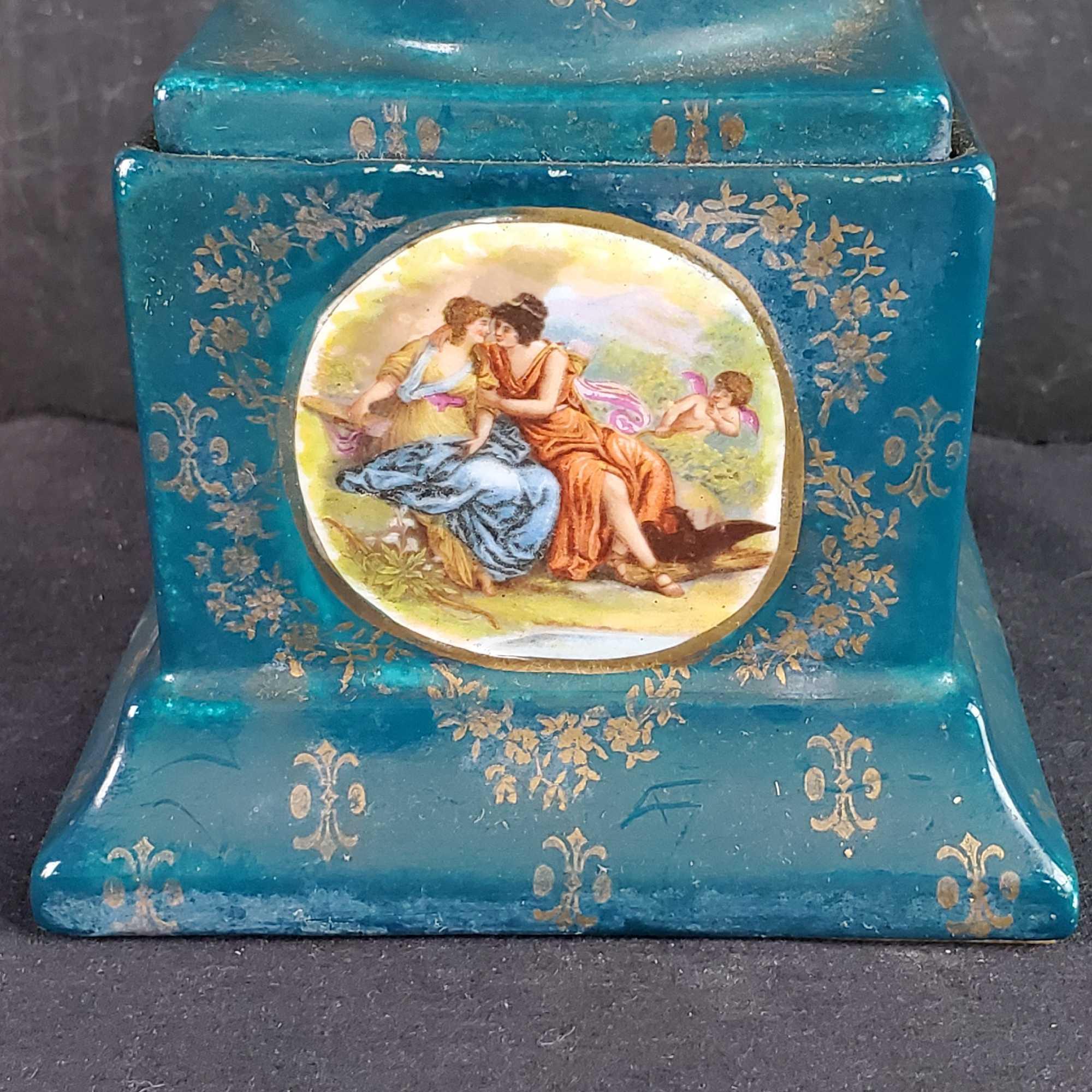 Vintage handmade/painted porcelain emperor figurine vase gold rim bowl Vienna porcelain piece