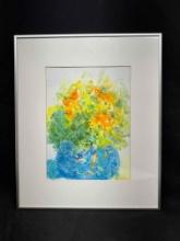 Framed Art Abstract Floral Bouquet by Carol Cunningham 16x19
