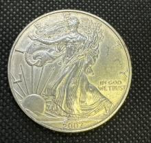 2007 Walking Liberty Silver Eagle 1 Troy Oz 999 Fine Silver Bullion Coin