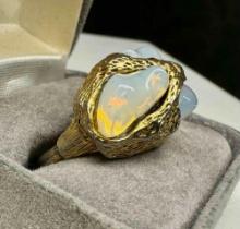 Unique White Opal Ring