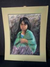 Vintage J. Dubois Signed Painting of Girl 1983