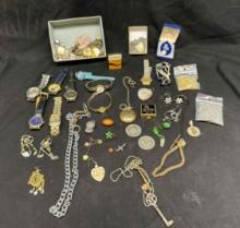 Fancy Costume Jewelry, Wrist and Pocket Watches, Chains, Earrings more