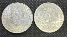 2x Mexico Silver 25 Peso Coins 44.90 Grams