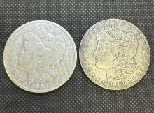 2 x 1887-O Morgan Silver Dollars 90% Silver Coins 52.00 Grams