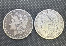 2x 1879 Morgan Silver Dollars 90% Silver Coins 52.23 Grams