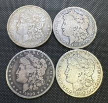 4x 1900 Morgan Silver Dollars 90% Silver Coins 105.05 Grams