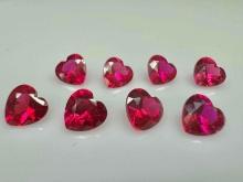 8 Heart Cut Ruby Gemstones 7.7ct Total
