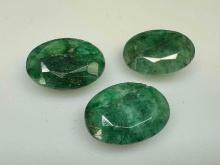 3 Oval Cut Emerald Gemstones 16.7g Total