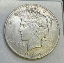 1922 Silver Peace Dollar 90% Silver Coin 26.71 Grams