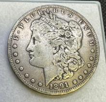 1891-S Morgan Silver Dollar 90% Silver coin 26.52 Grams