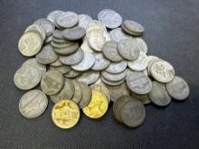 War Time Nickels 35% Silver Coins 343.0 Grams