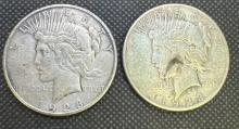 2 1923-S Silver Peace Dollar 90% Silver Coin 53.10 Grams