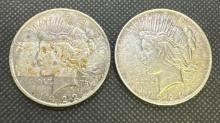 2 1922-D Silver Peace Dollars 90% Silver Coin 53.30 Grams