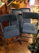 Set of 4 Blue Padded Folding Chairs