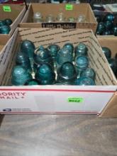 16 Antique, Assorted Green Glass Insulaters.