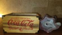 coca cola box, glass Conch shell